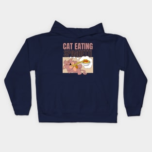 Cat Eating Spaghetti Kids Hoodie